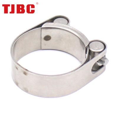W5 316ss Stainless Steel Heavy Duty Single Bolt Unitary Hose Clamp with Double Layers Robust Bands for Exhaust Pipe, 40-45mm