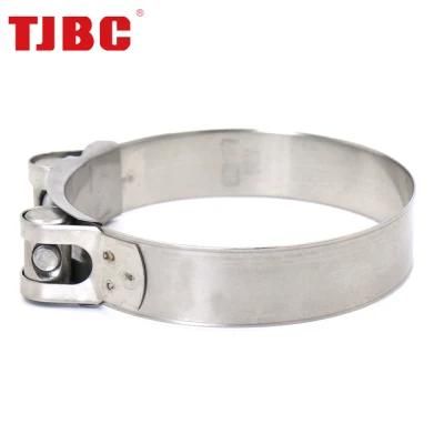 Zinc Plated Steel Adjustable High Pressure European Type Heavy Duty Light Unitary Single Bolt Hose Clamp with Solid Nut for Automotive, 64-67mm