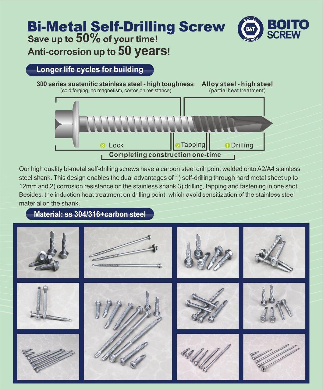 Bi-Metal Hex Washer Head Self Drilling Screw with Ruspert Coating