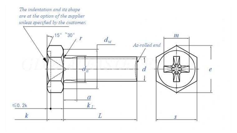 254smo Stainless Steel Cross Recessed Hex Bolt