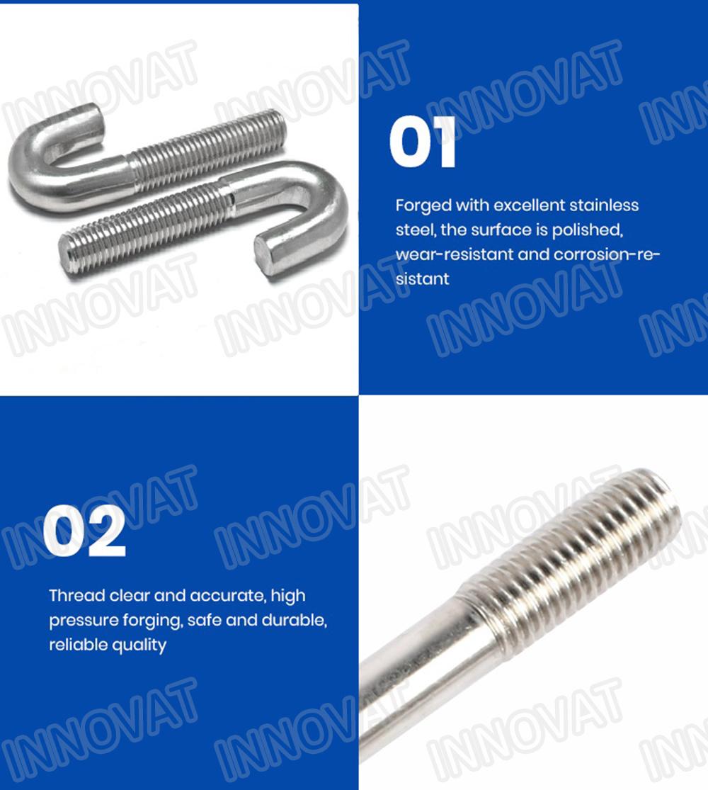Stainless Steel SS304 Anchor Bolt J Hook Bolt U Bolt