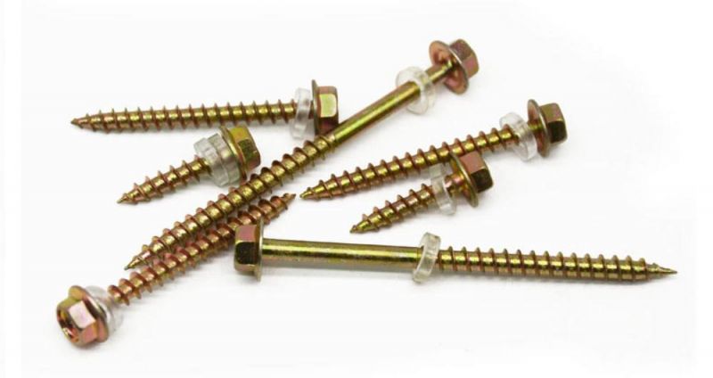 Zinc Steel Hex Flange Head Self Tapping Roofing Screw with Round Cut EPDM Washer