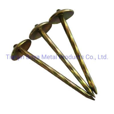 High Quality Yellow Zinc Roofing Nails Umbrella Head for South Africa Market