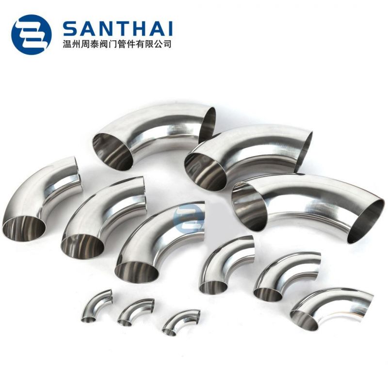 Food Grade Sanitary Stainless Steel 90 Degree Elbow Butt Weld Tri Clamp Pipe Fitting