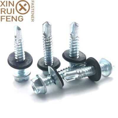 Slotted Drive Self Drilling Screw with Hex Head Galvanized Fastener