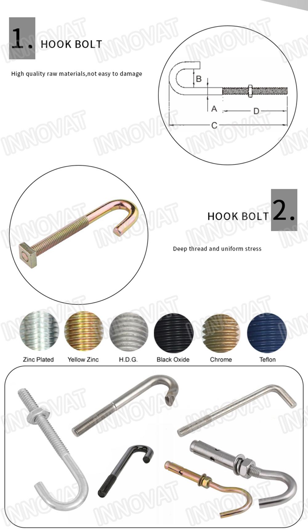 Stainless Steel SS304 Anchor Bolt J Hook Bolt U Bolt