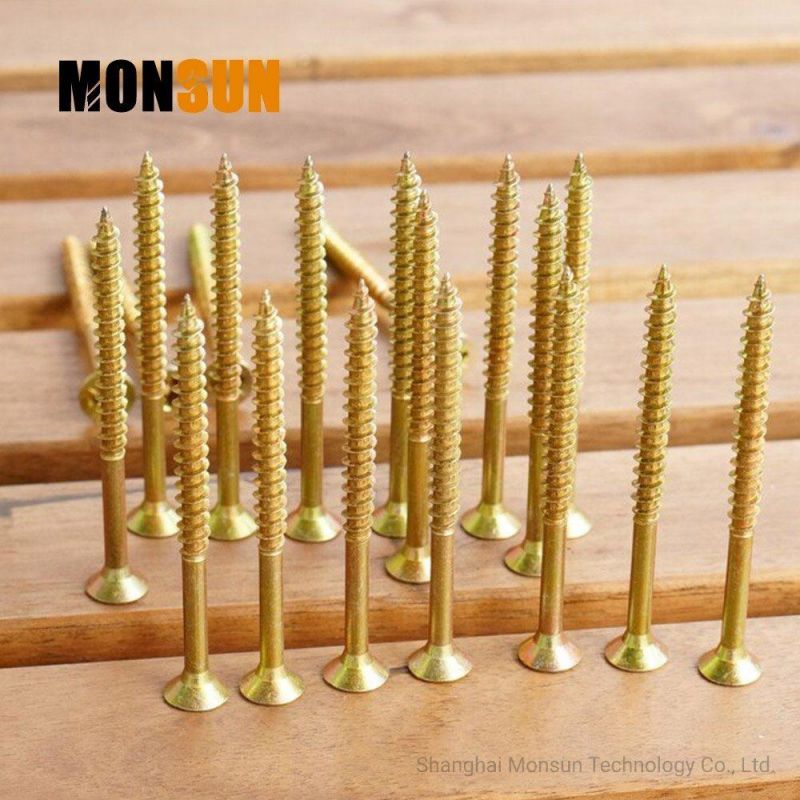 Yellow Zinc Plating C1022 Countersunk Head Pozidriv Pz Particalboard Screw/Chipboard Screws Made in China