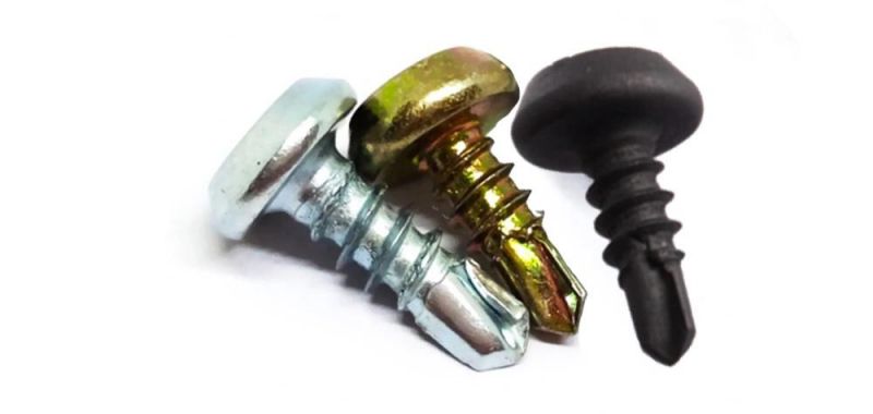 Blue Zinc/Black/Gray Phosphated Pan Framing with Serrations Self Drilling Screws