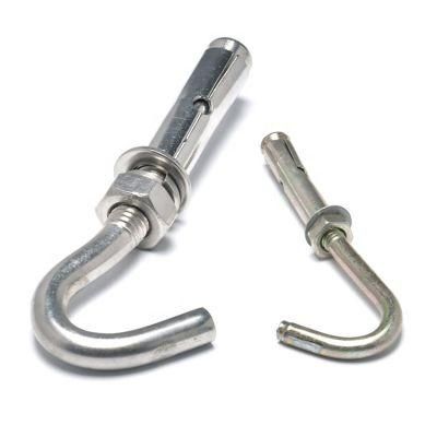 High Quantity 50mmm SS304 Hook J Eye Bolt Concrete Bending Expansion Bolt with Sleeve Anchor Bolt with Washer Nut