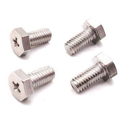 Customized Stainless Steel 304 316 Hexagon Head Machine Screw with Cross Recessed