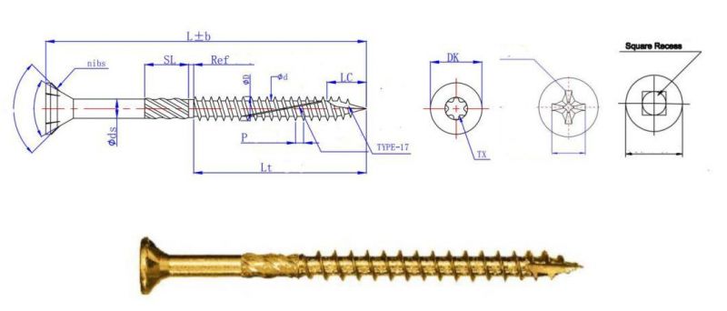Yellow -Zinc Plated Self Drilling Screw Nail Wood Screw Galvanized Self Drilling Screws