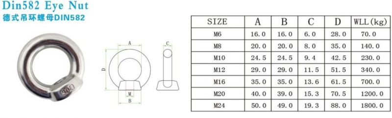 Stainless Steel304/316 DIN582 Eye Nut of Rigging Hardware