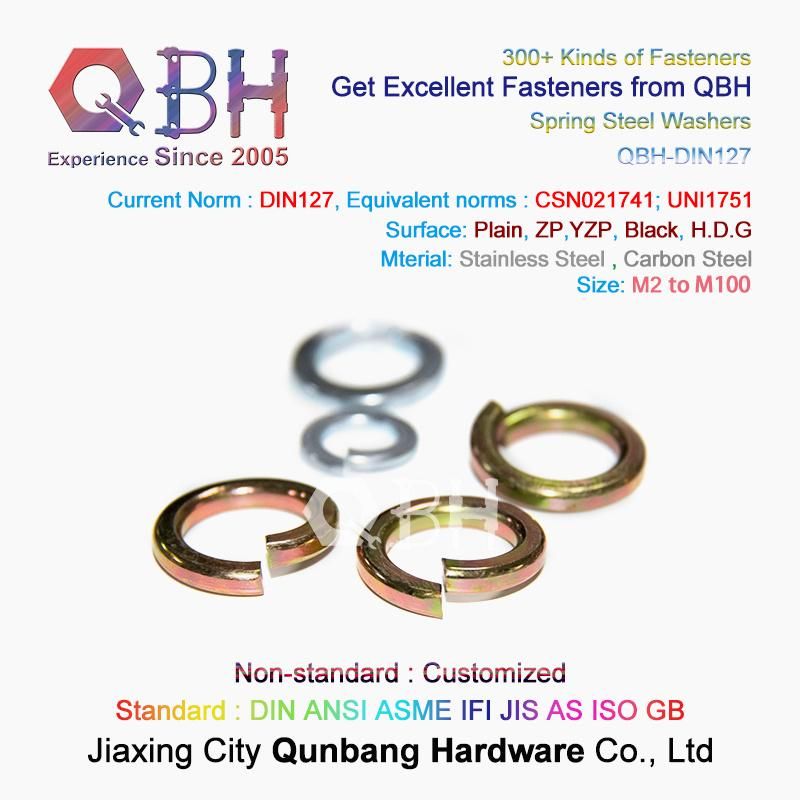 10%off Qbh DIN 127 a B High Quality Zp Yzp Black HDG Zinc Carbon Stainless Steel ASTM F436m Flat Plain / Spring Washer