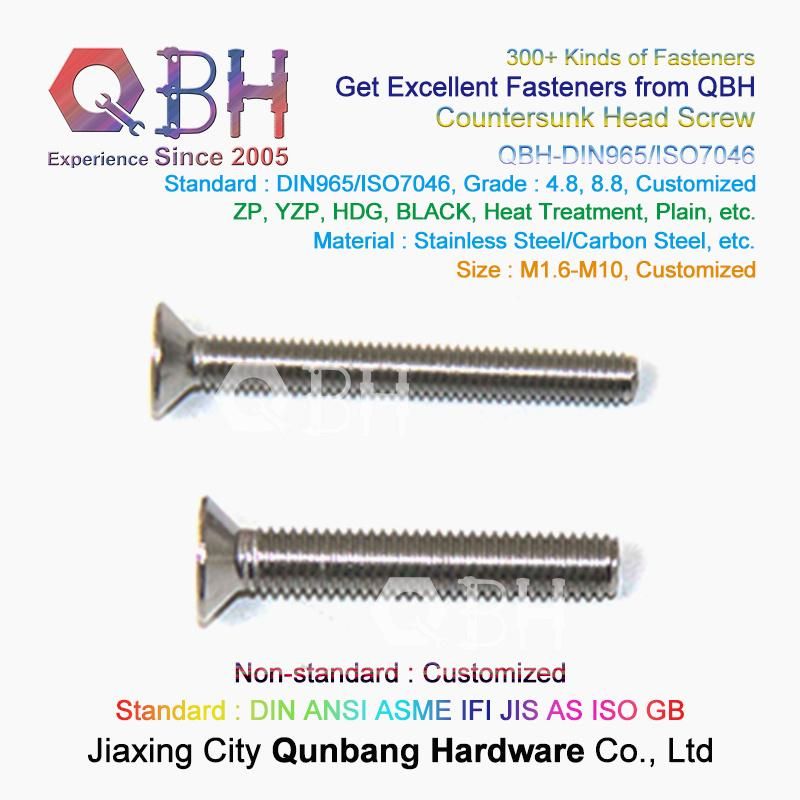 Qbh DIN965 Stainless Steel Cross Recessed Countersunk Head Machine Screw