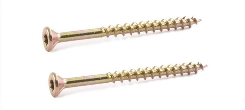 Yellow Zinc Plated Star Drive Flat Head with Ribs T17 Cutting Point U Thread Decking Screws/Chipboard Screw
