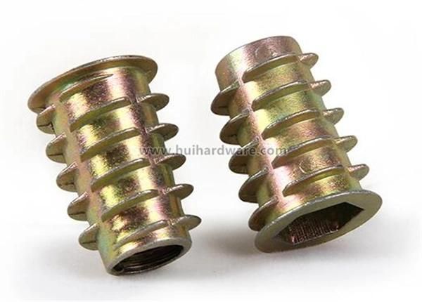 Color Zinc Plated Zinc Alloy Wood Insert Nut M6/M8/M10