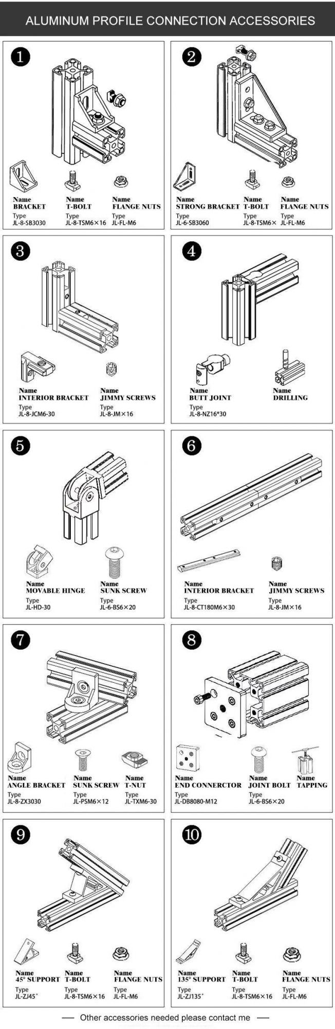 Aluminium Profile Accessories Anchor Pin Connector
