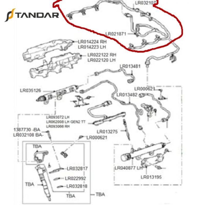 Lr032107 Diesel Fuel Injection Pump Leak-off Tube Pipe for Land Rover and Discovery