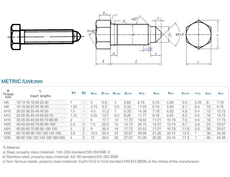 DIN564 Hexagon Set Screws with Half Dog Point, Cone End