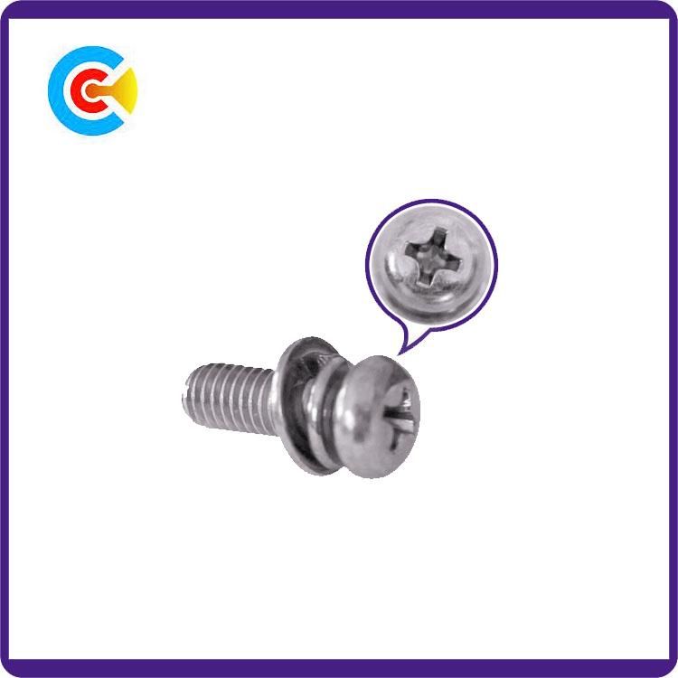 DIN/ANSI/BS/JIS Carbon-Steel/Stainless-Steel 4.8/8.8/10.9 Galvanized Phillips Pan Head Screws for Machinery/Industry