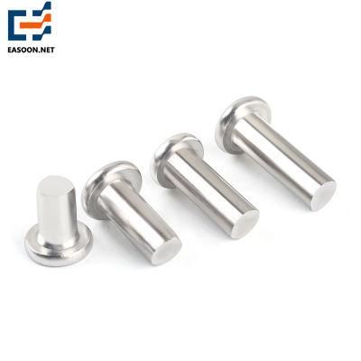 Zinc Plated Hollow Tubular Rivet Round Head Copper Solid Rivets with Knurling Silver Rivet, Single Side Silver Layer