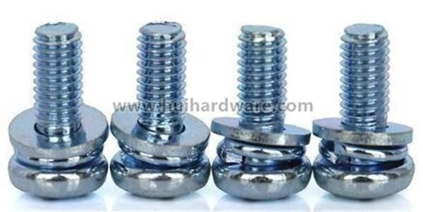 Carbon Steel Phillips Pan Head Sems Screw with Spring & Flat Washers