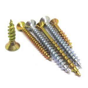 Yellow / White Zinc Countersunk Head DIN7505 Harden MDF Furniture Chipboard Screw
