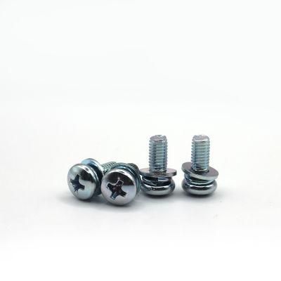 Stainless Steel Fastener Assemblies Hex Socket Cheese Head Three Part Combination Screw with Spring Washers