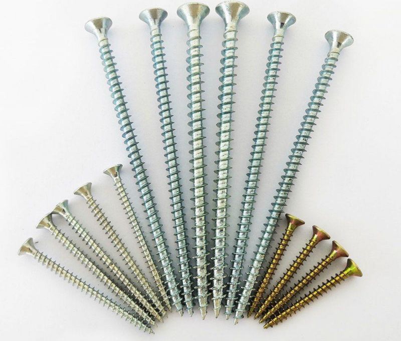 Double Countersunk Head Clear Zinc Plated Saw Thread/Threaded with Serrations Chipboard Screw