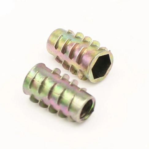 Type E Nut for Wood Insert, Wood Threaded Inserts, Flat Head Furniture Nut