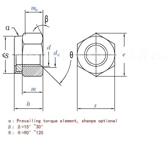 DIN 982 Ss Stainless Steel Prevailing Torque Type Hexagon Thick Nuts with Non-Metallic Insert