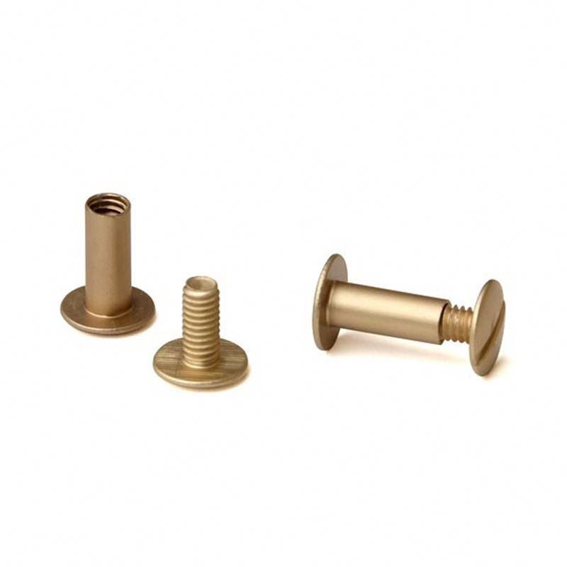 China Supplier Brass Button Slotted Stud Male and Female Chicago Binding Screw