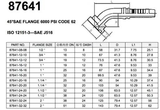 Hose Flange Reusable 45° SAE Flange 6000 Psi Cone 62°