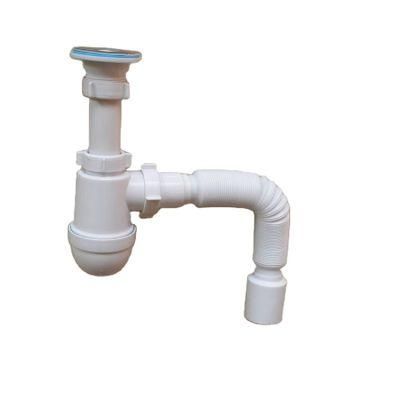 Bathroom Kitchen Sink Basin White Plastic Drainer with Strainer and Overflow, Wash Basin Waste &amp; Bottle Trap
