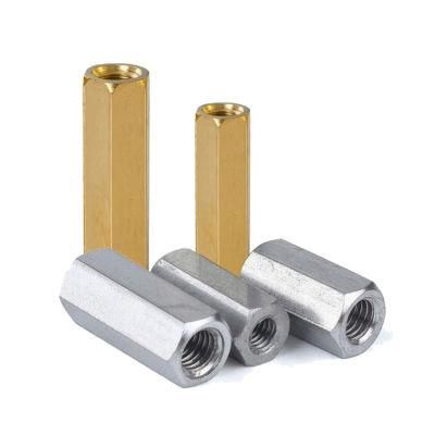 Brass Stainless Steel Female Thread Straight Hex Fitting Rod Coupling Nut