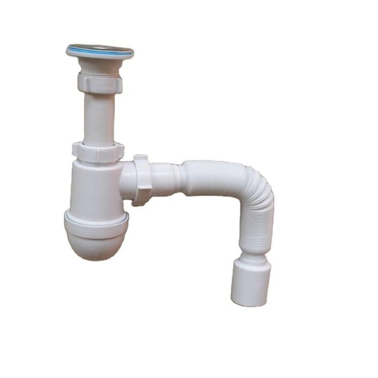 Bathroom Kitchen Sink Basin White Plastic Drainer with Strainer and Overflow, Wash Basin Waste & Bottle Trap