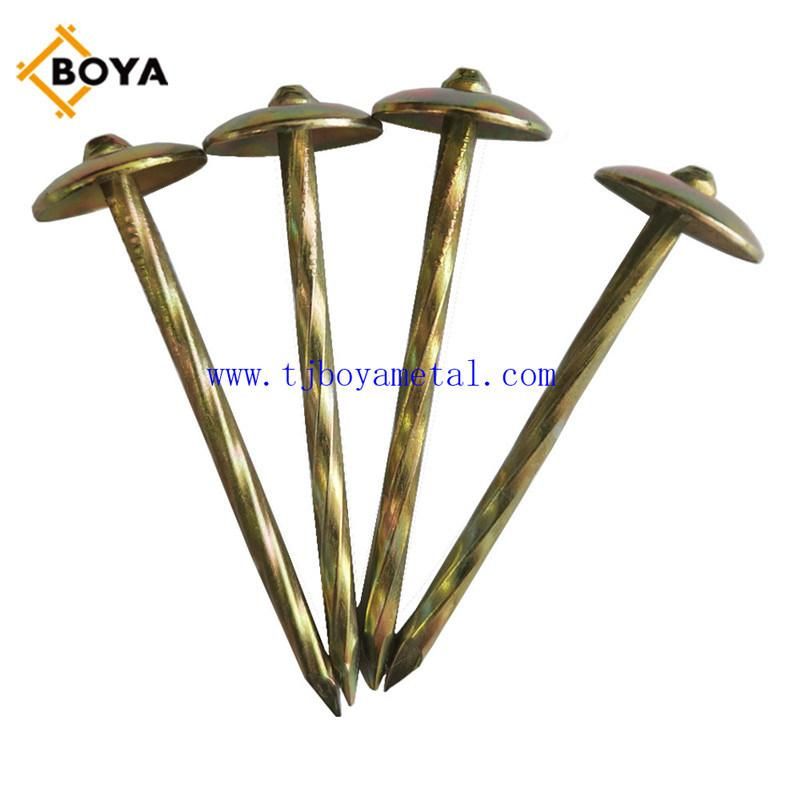 Construction Material Galvanized Shining Umbrella Head Color Roofing Nail