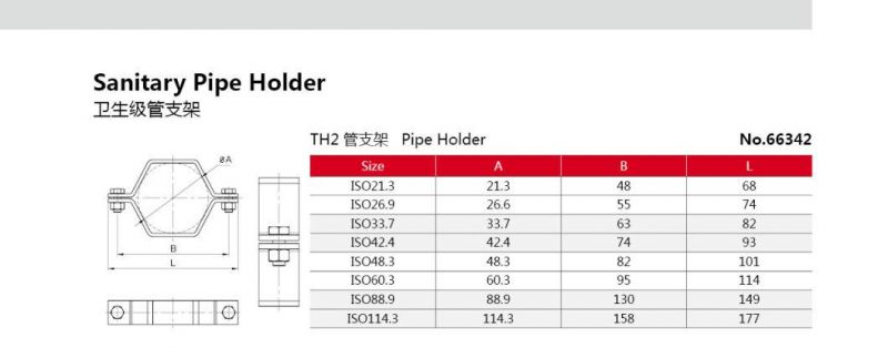 Sanitary Stainless Steel Round Pipe Holder with Single Pin