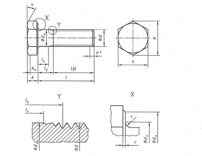 Carbon Steel or Alloy Steel BS En14399-3 Preloaded Hr Bolt Hex Hexagon Head 8.8/10.9grade