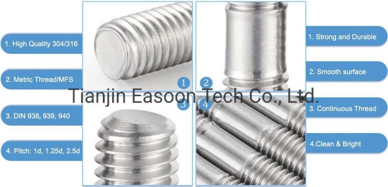 Concrete Bolt Screws A2-70 Double End Bolt and Nut Stainless Steel Fasteners