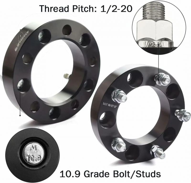 5X5.5 to 5X5.5 Wheel Spacers with 1.5" 108mm Hub Bore 1/2-20 Studs