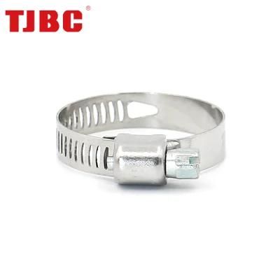 8mm Micro Perforated Adjustable W5 Worm Gear Pipe Clip American Type Stainless Steel Hose Clamp for Automotive, 18-32mm Bandwidth (0.69&quot;-1.25&quot;)