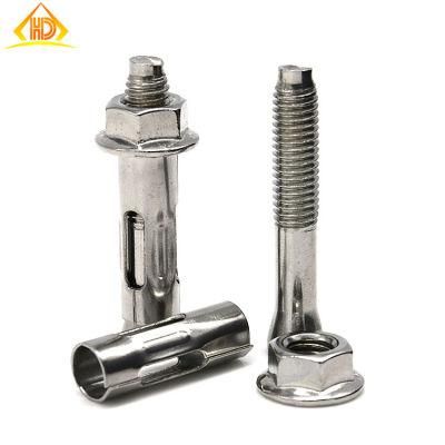 M6 M8 M10 M12 SUS304 316 Brass Carbon Stee Zinc Alloy Hex Flange Nut Spring Waher Concrete Wedge Anchor Sleeve