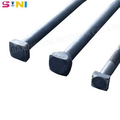 China Fastener Carbon Steel Zinc Plated Plain Black Stainless Steel Square Head Bolts and Nuts Big Bolt with Customized Size Hot Forged Bolt