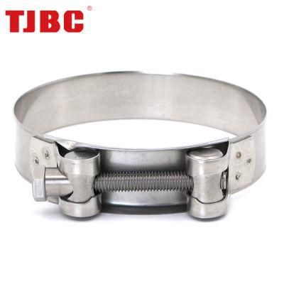 Zinc Plated Steel Adjustable High Pressure European Type Heavy Duty Light Unitary Single Bolt Hose Clamp with Solid Nut for Automotive, 52-55mm