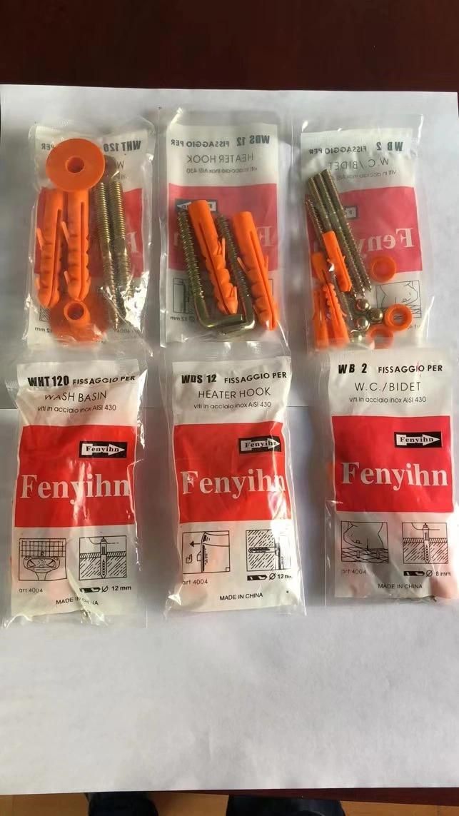 Heater Screw Set Galvanized Screw 4PCS Sanitary Ware Accessory Set Bathroom Toilet and Wash Basin Set Wds12 Card Packing Hook Bolt