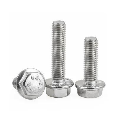 GB5787 Stainless Steel A2-70 Hexagon Head Anti-Slip Screws Hex Flange Bolt with Serrated