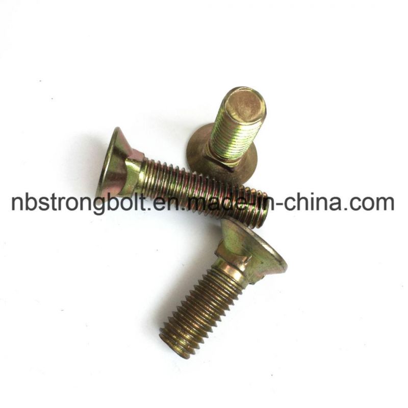 Flat Head Square Neck Screw Yellow Zinc Plated