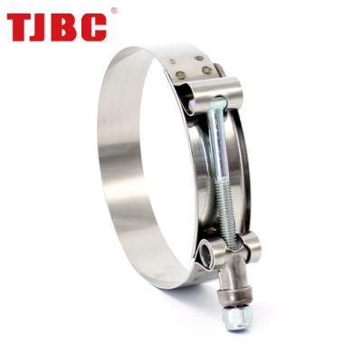 19mm Bandwidth 304ss Stainless Steel Adjustable Heavy Duty T Bolt Hose Clamp for Automotive, 152-160mm
