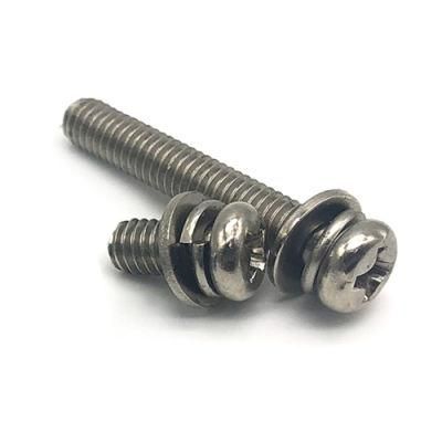 Galvanized Cross Hexagon Three Combination Screw with Spring Flat Gasket Combination Bolt and Screw M5m6m8 Wood Screws